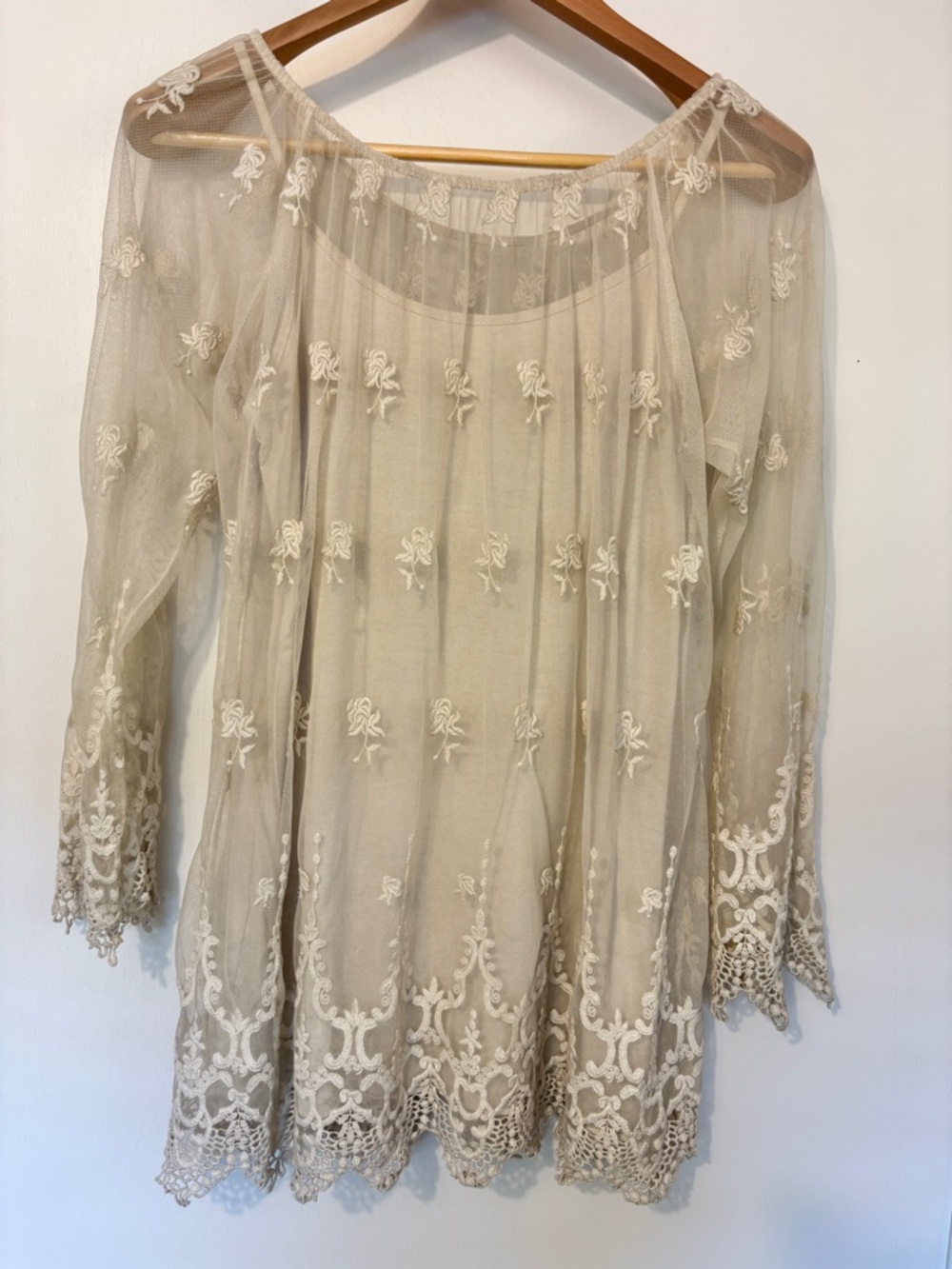Italian Floral Lace Mini Dress Fits like Small Fairy Cottagecore Festival Silk - Picture 2 of 10